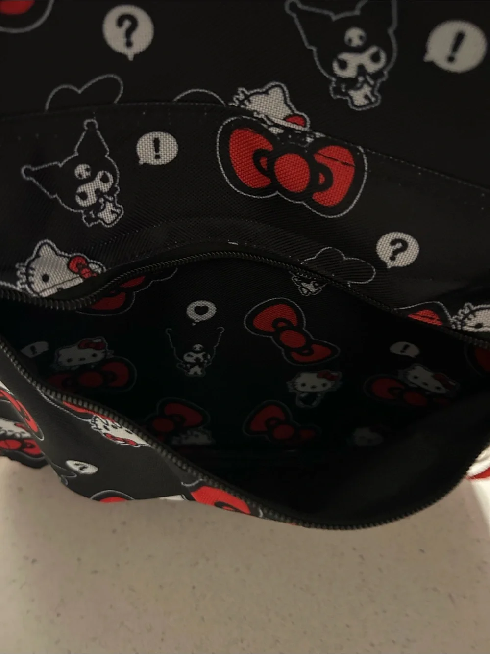 Hello Kitty Black Backpack with Red Bow Accents